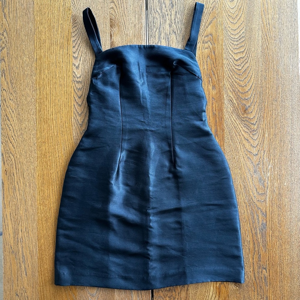 Paris Georgia Jay Jay Dark Navy Mini Sculptured Silk Blend Dress - Picture 2 of 11